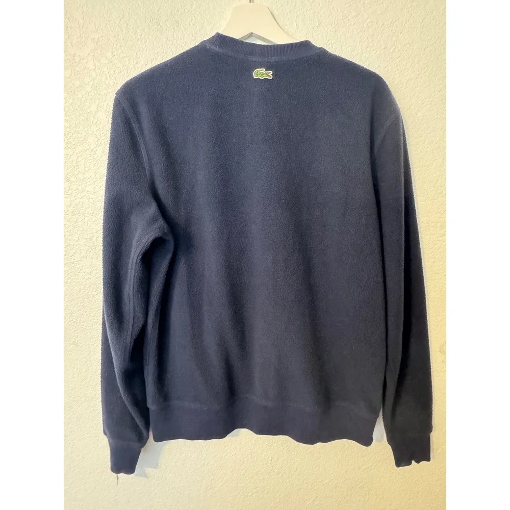 Lacoste LIVE Fleece Sweatshirt Diamond‎ Logo Pullover Navy Blue Mens - Picture 2 of 10